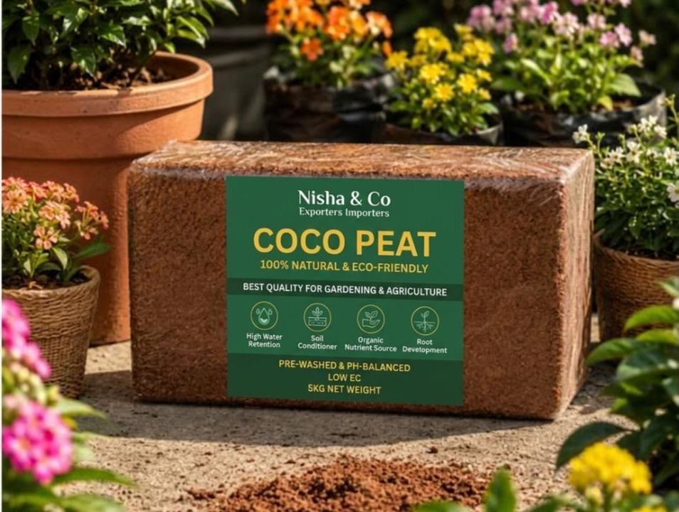 Nisha and Co premium coco peat block 5kg - export quality from India